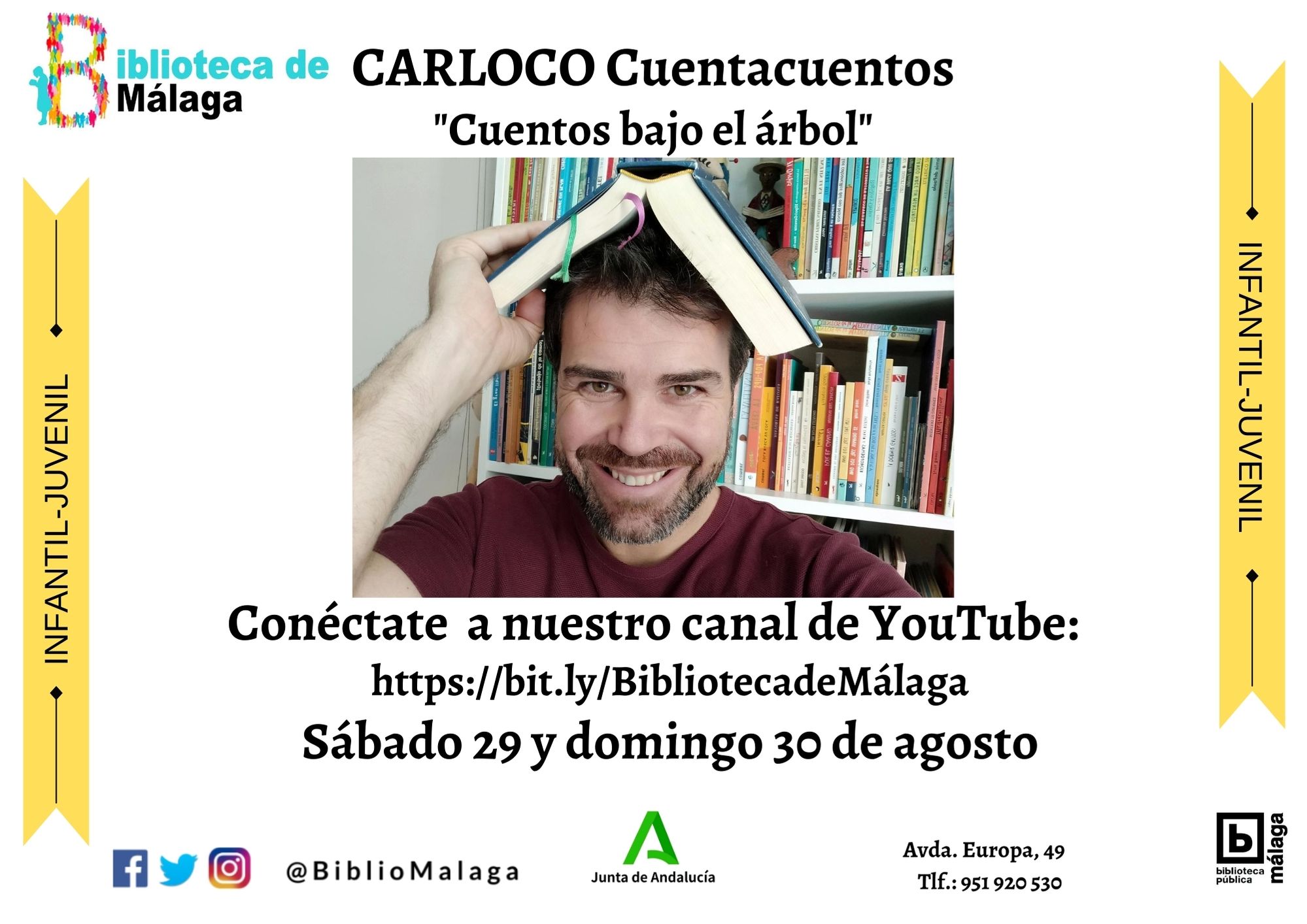 Cuentacuentos con Carloco y sus "Cuentos bajo el sol". Canal YouTube de la Biblioteca Pública Provincial de Málaga